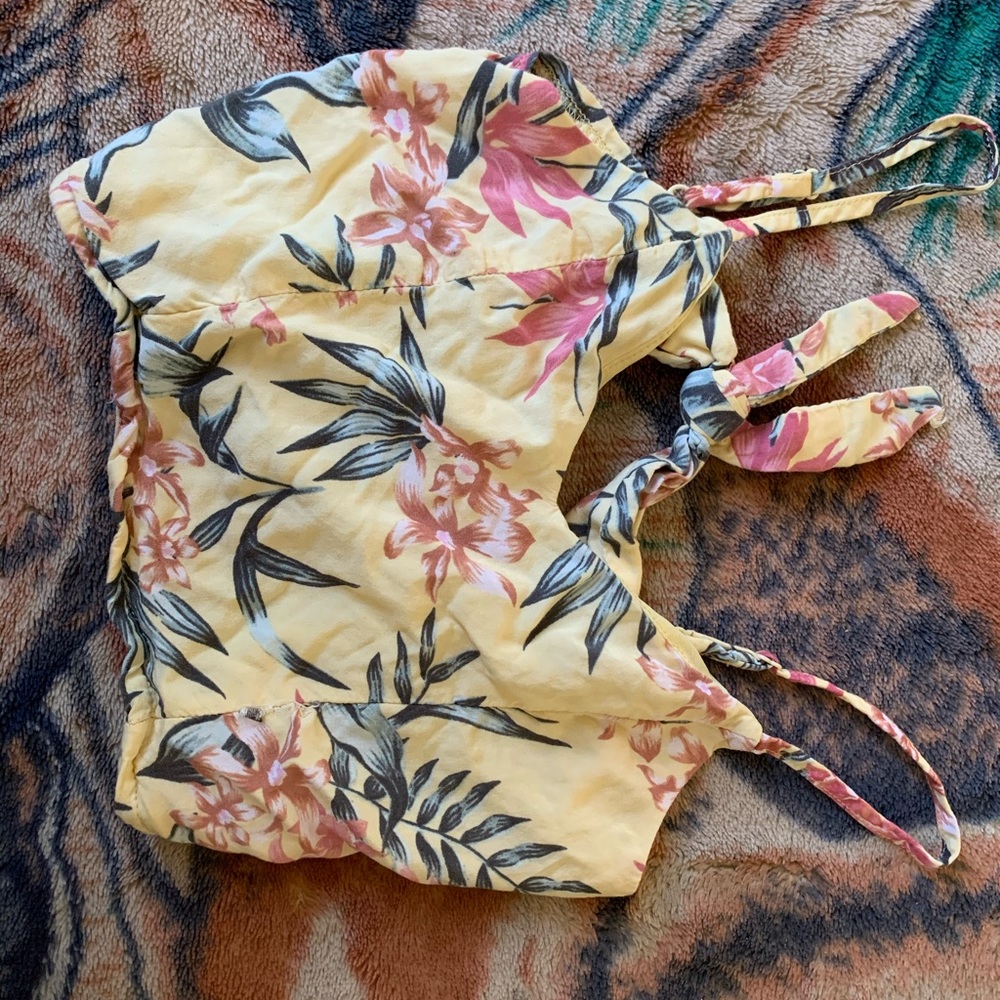 Yellow floral H&M crop top